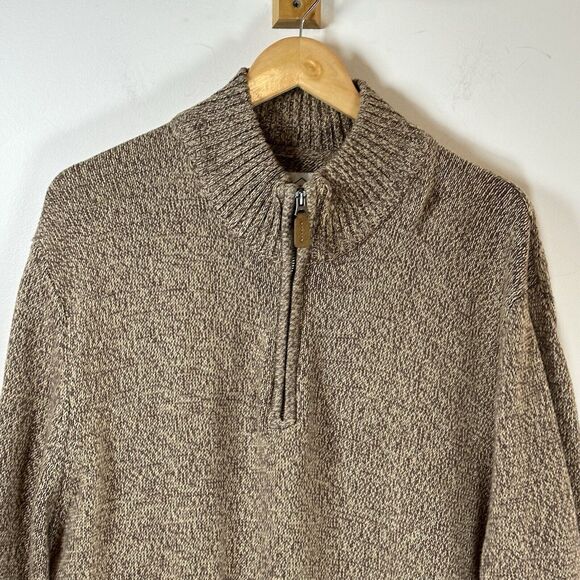 St John’s Bay 100% Cotton Knit sweater mens XL brown 1/4 zip - Picture 3 of 11